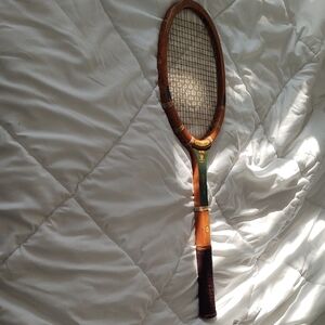 Slazenger Vintage Racket with Green and Brown Accents